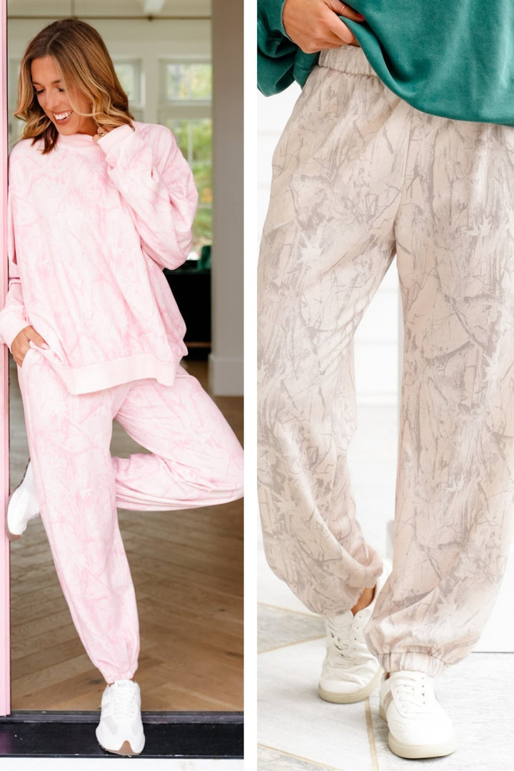 Camouflage Print Elastic Waist Jogger - Freckled Poppy
