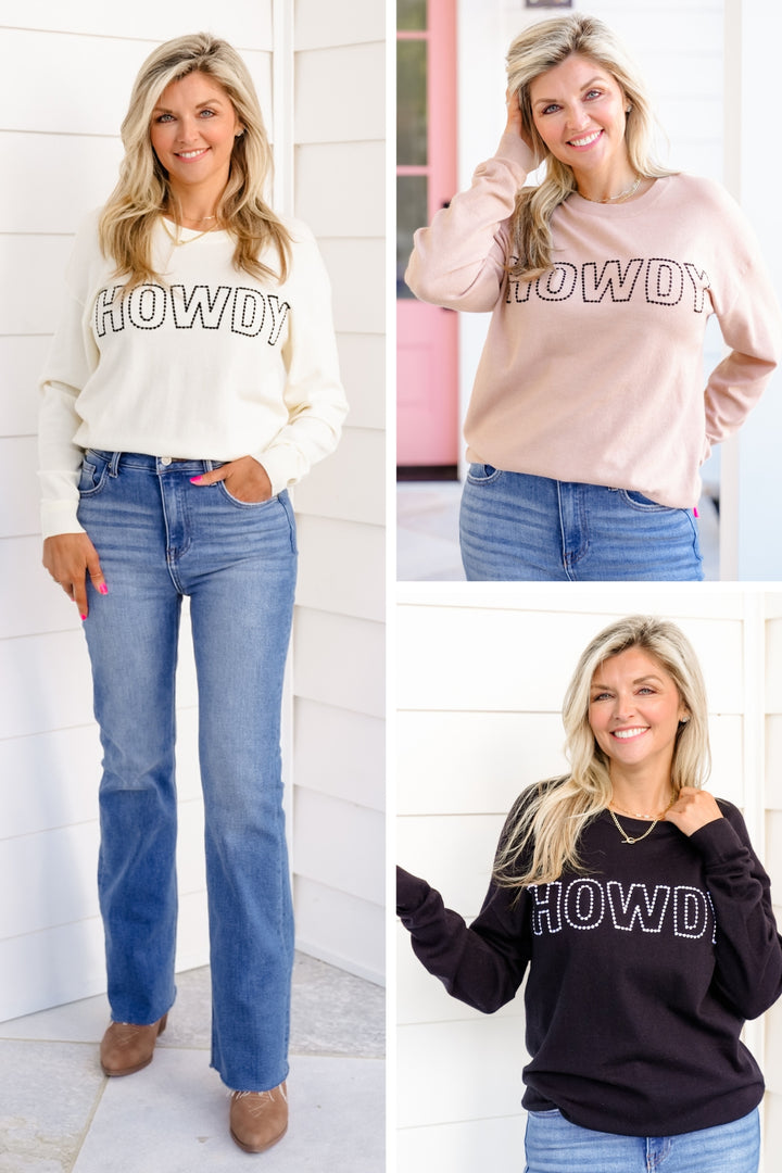 Long Sleeve "Howdy" Pullover Sweater