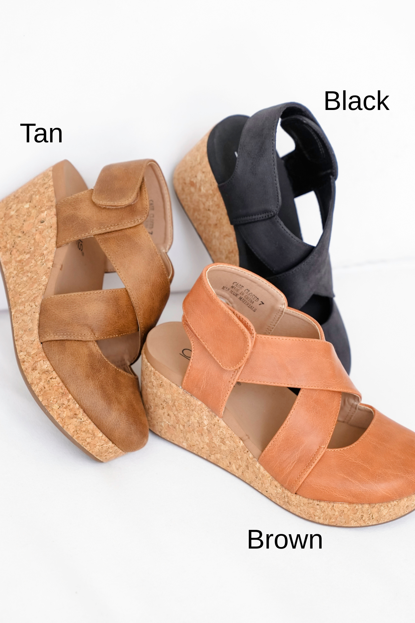 Corky's "Case Closed" Vegan Crisscross Wedge Sandal with Cork Platform and Adjustable Strap