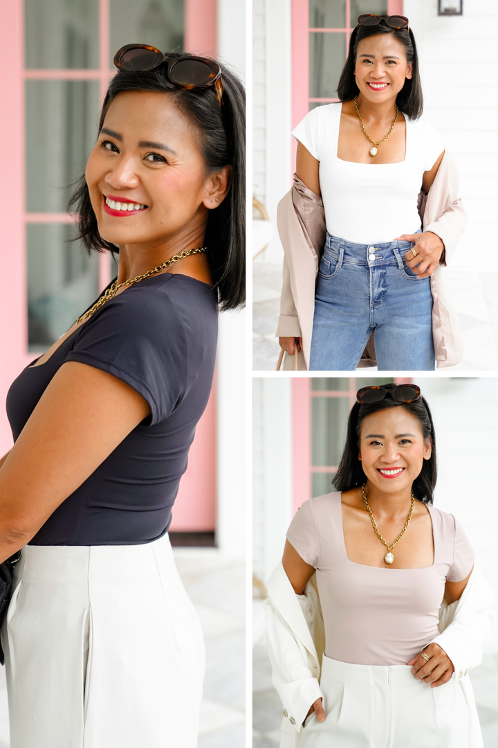 Short Sleeve Square Neck Bodysuit