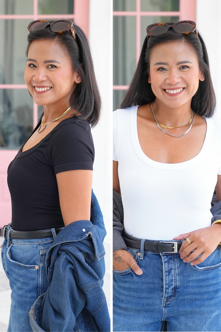 Ribbed Knit Short Sleeve Scoop Neck Bodysuit