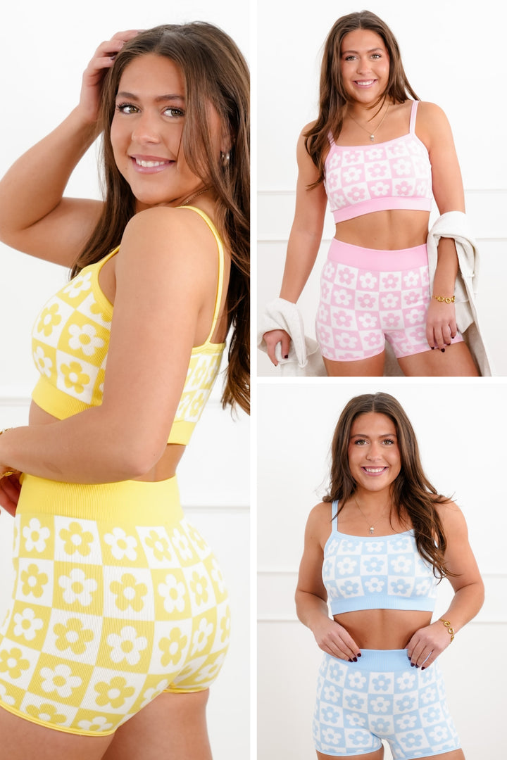 Flower Print Sleeveless Crop Top and Shorts Set