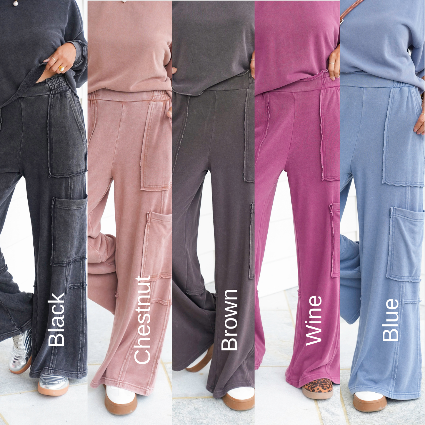 Mineral Washed Oversized Sweatpants with Utility Pockets