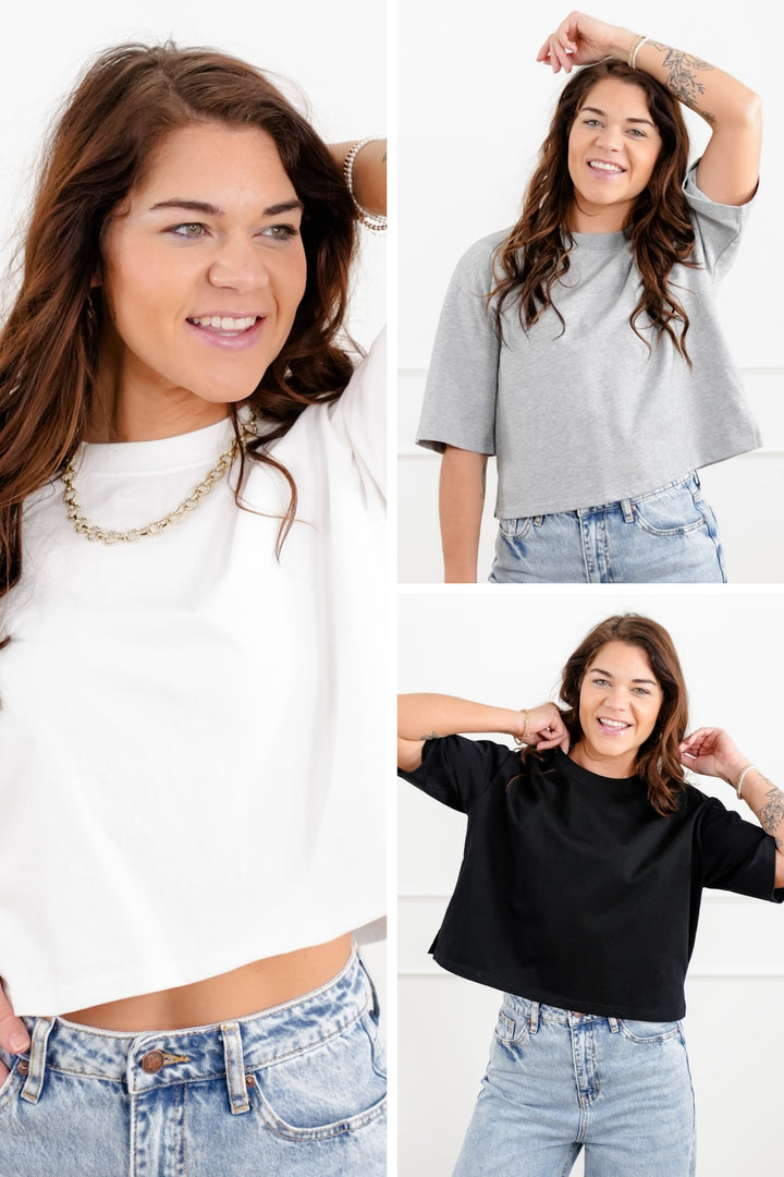 Plus/Reg "The Marlow" Nico Threads Solid Short Sleeve Crew Neck Top