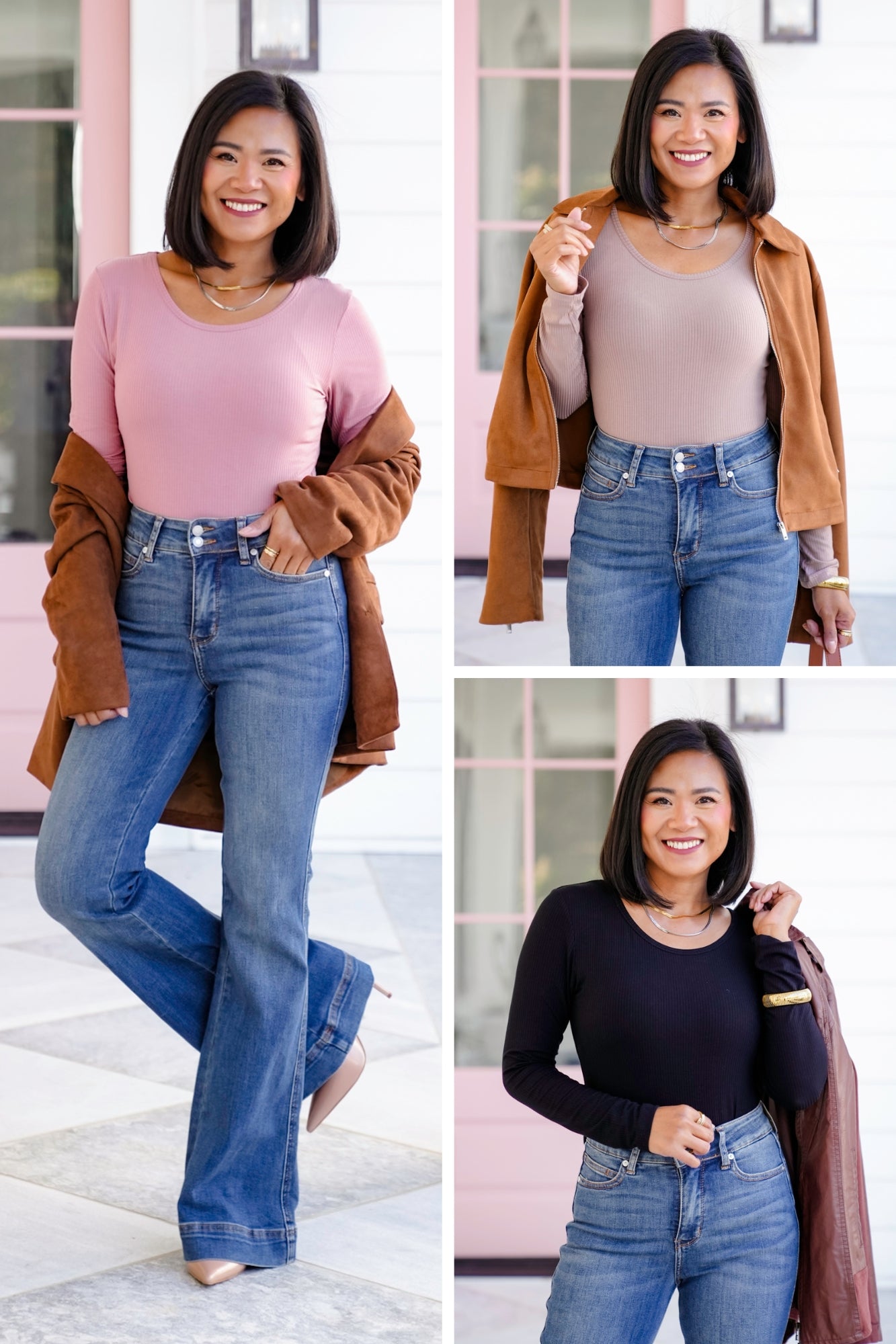 Plus/Reg Ribbed Long Sleeve Scoop Neck Top