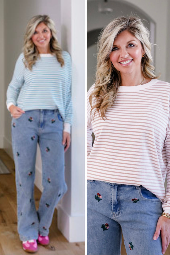 Stripe Long Sleeve Pullover Sweater