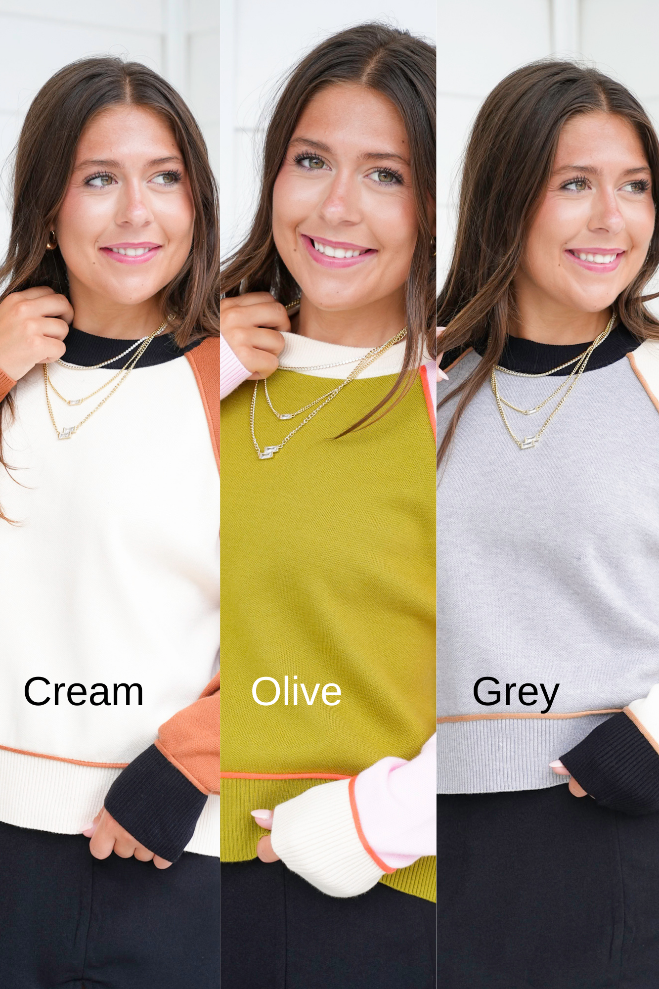 Color Block Long Sleeve Pullover Sweater