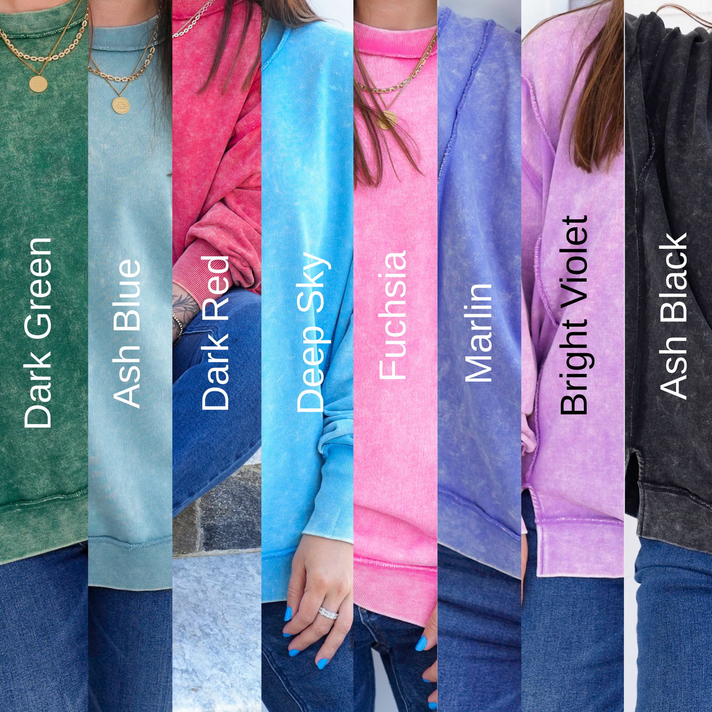 Door Busters! Plus/Reg Zenana Acid Wash Terry Exposed Seam Sweatshirt