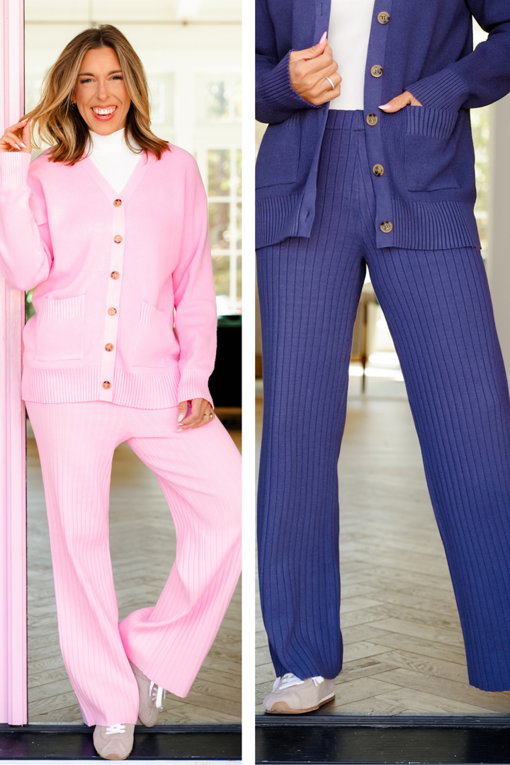 Ribbed Knit Elastic Waist Sweater Pants