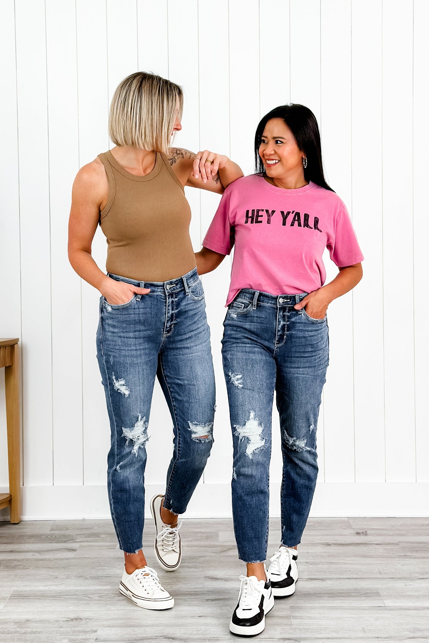 Judy Blue Here Comes The Sun Medium Wash High Rise Distressed Relaxed Fit Jeans