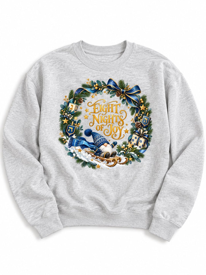 Plus/Reg Long Sleeve "Eight Nights of Joy" Hanukkah Graphic Sweatshirt - Freckled Poppy