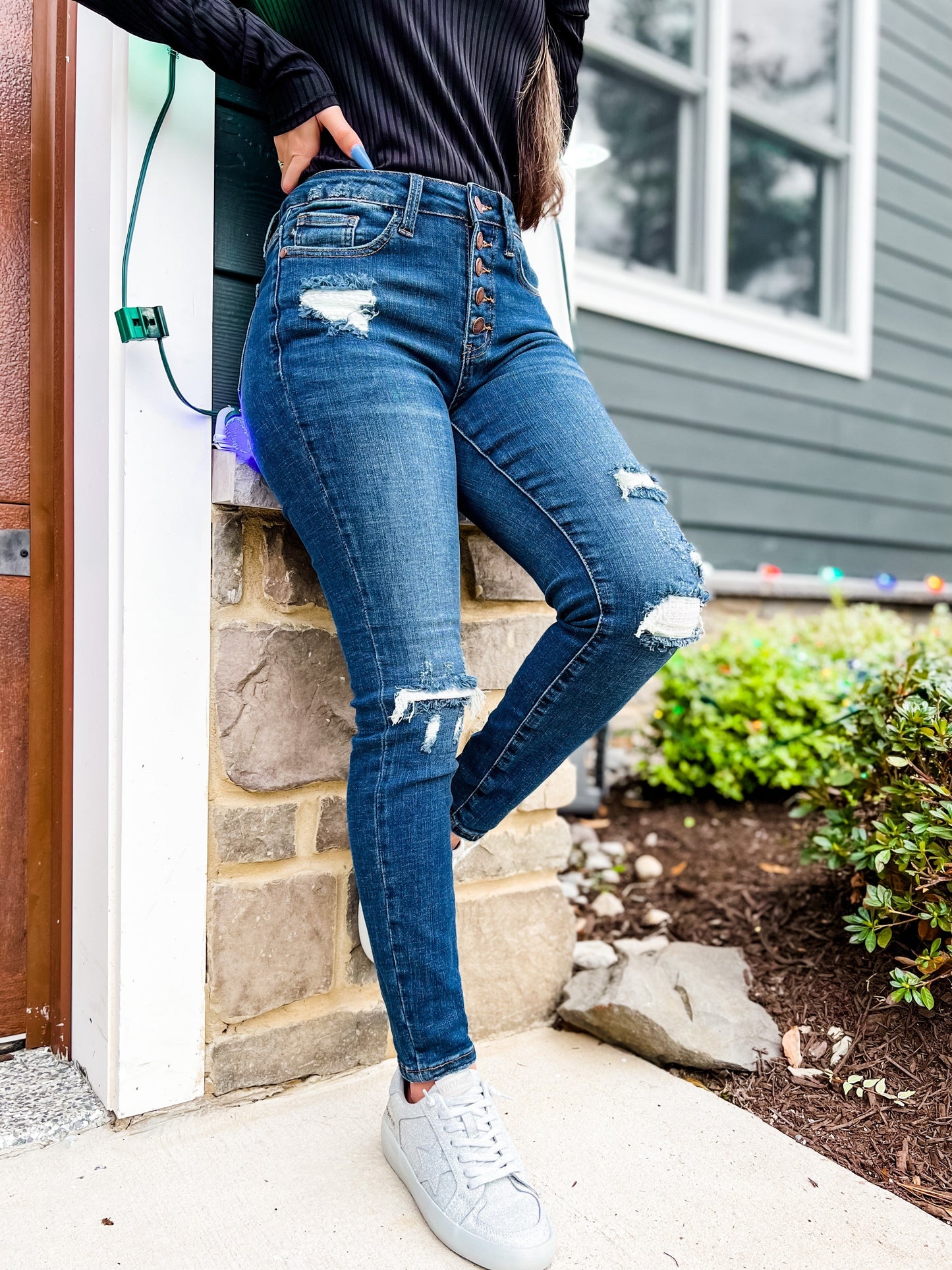 Judy Blue Mid Rise skinny Thermal Patch (Multiple Lengths)