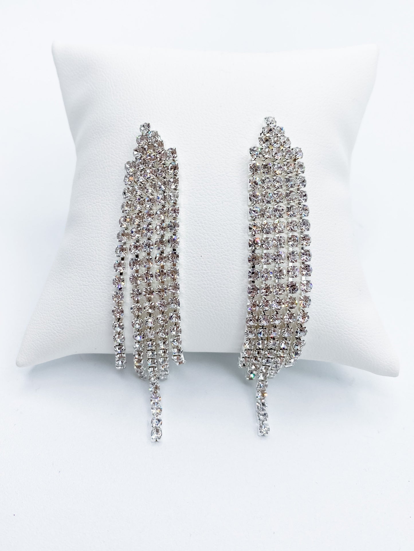 Dangle Tassel Crystal Paved Earrings