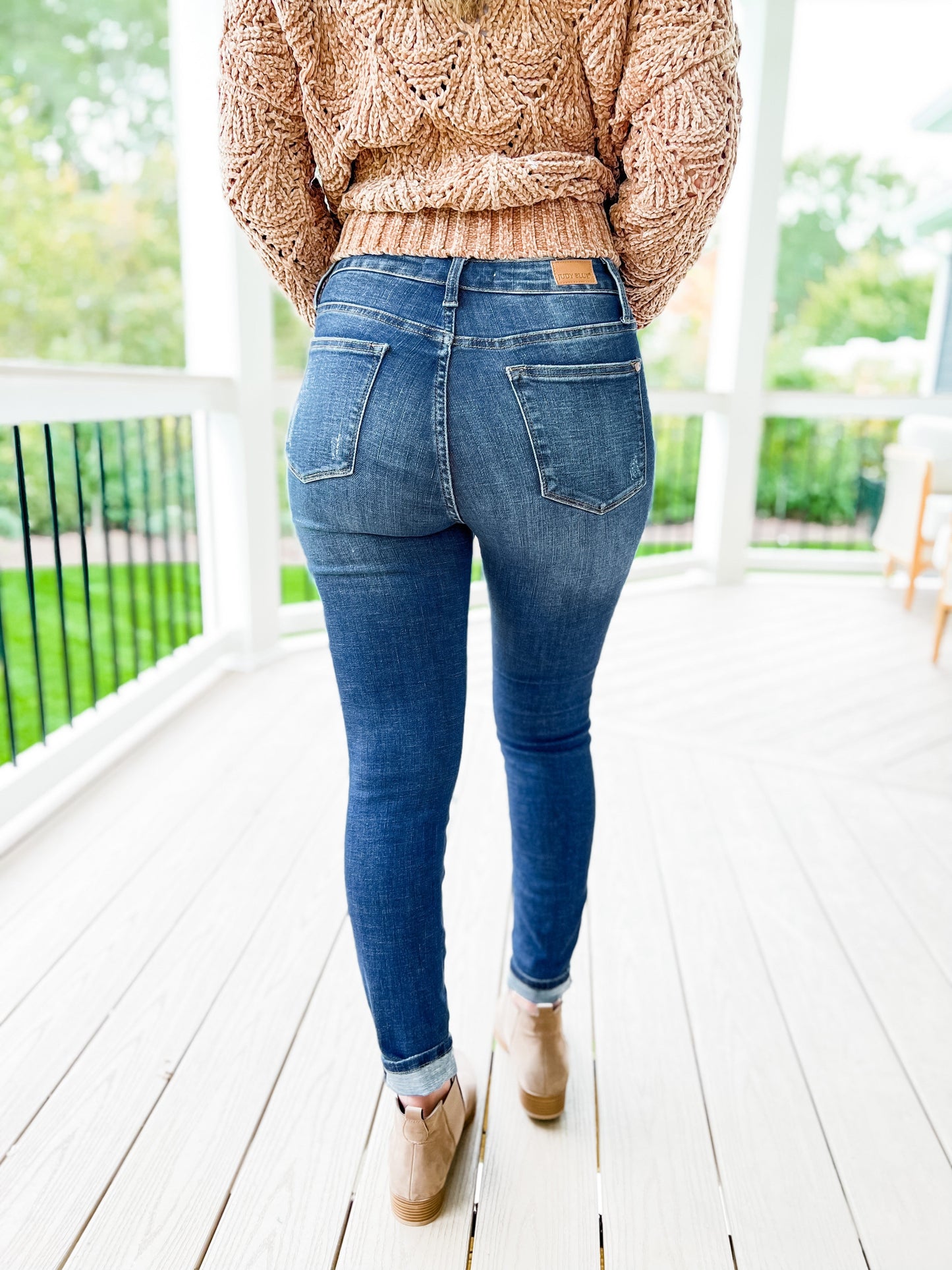 Judy Blue Mid Rise skinny Thermal Patch (Multiple Lengths)