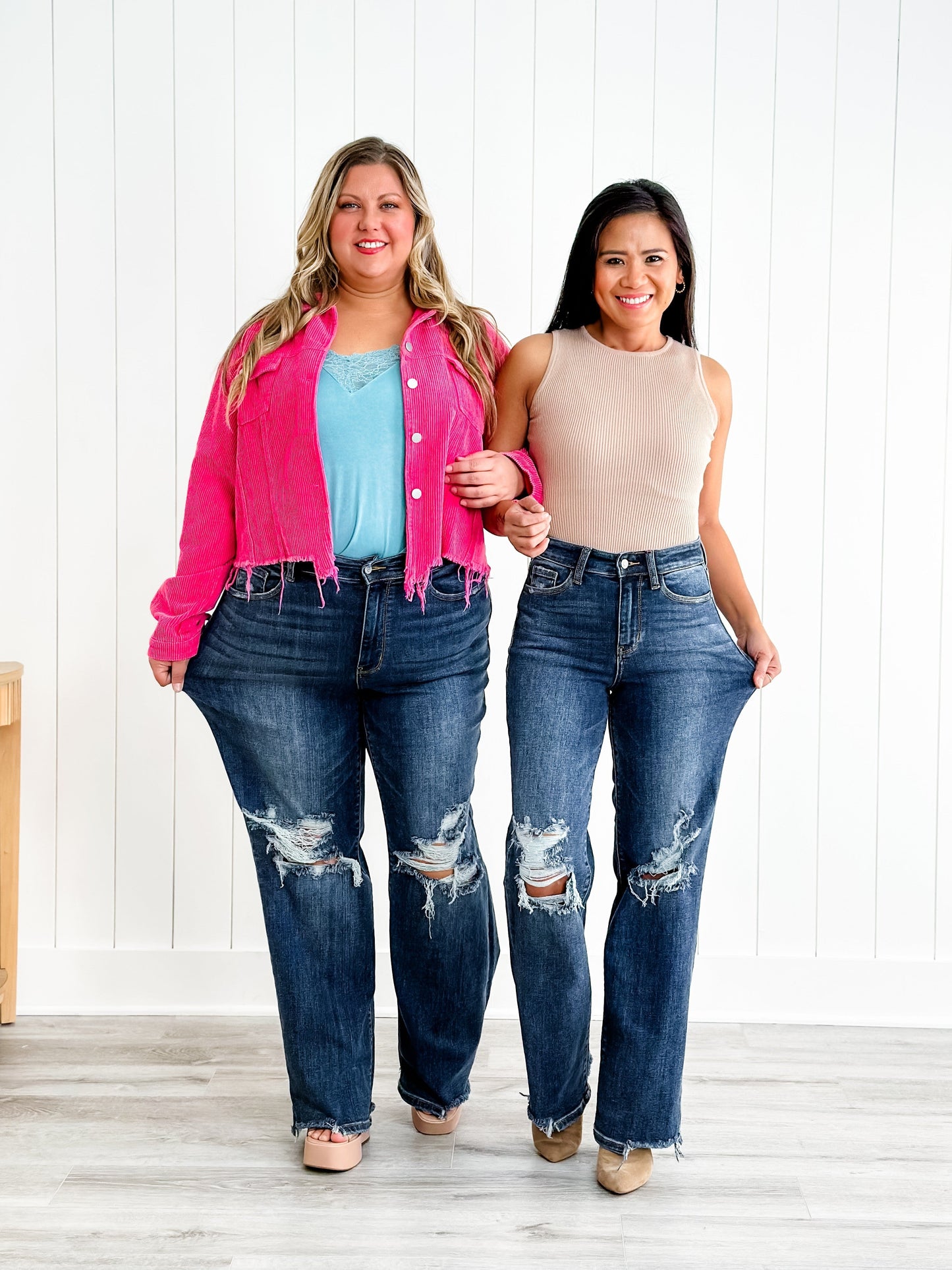 Judy Blue Jagged Little Pill High Rise Dark Wash 90's Destroyed Knee Straight Leg Jeans