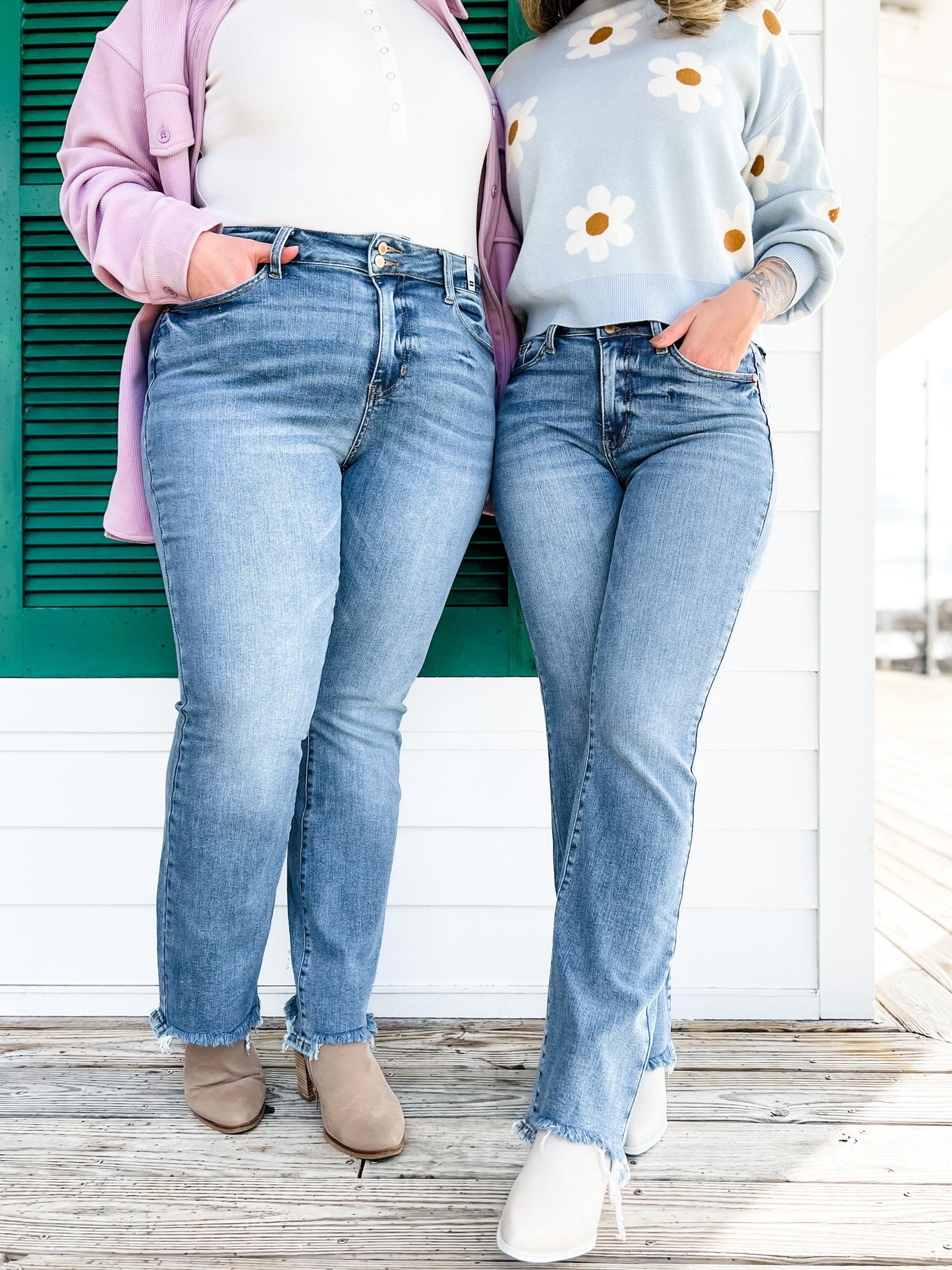 Judy Blue Easy Like Sunday Morning High Rise Medium Wash Double Button Bootcut Jeans