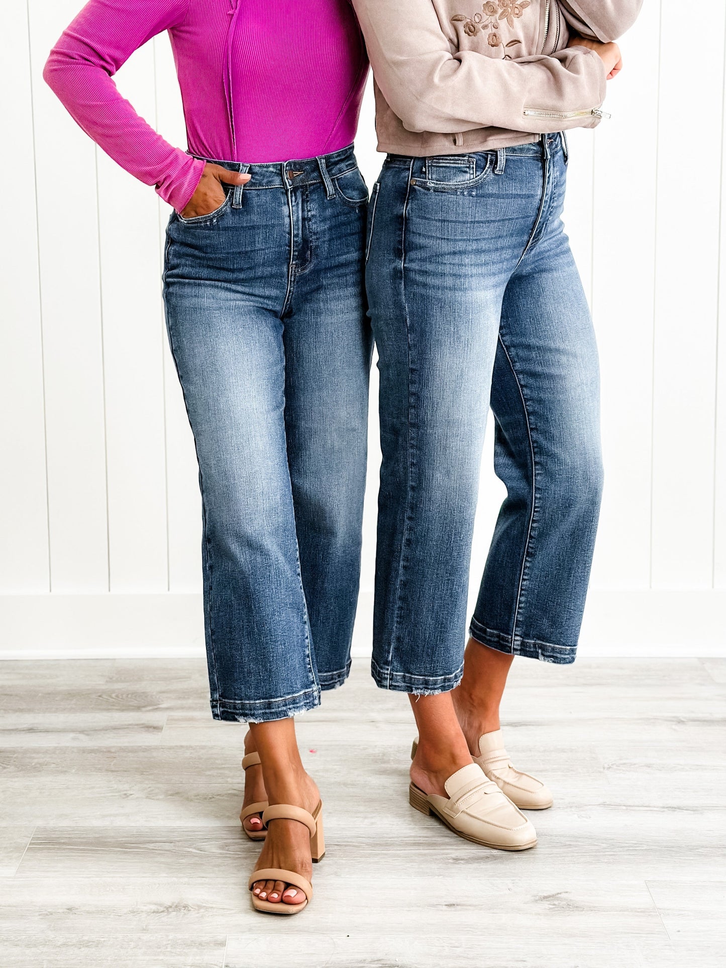 Judy Blue Look at Me Now High Rise Vintage Wash Crop Wide Leg Jeans