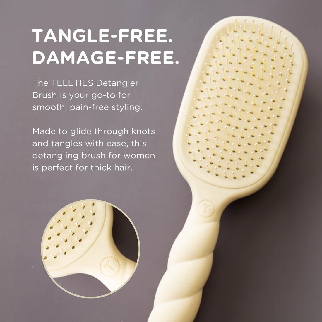 Teleties Detangler Hair Brush for Thick Hair *Final Sale* - Freckled Poppy