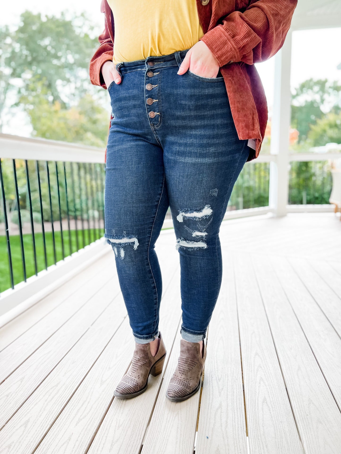 Judy Blue Mid Rise skinny Thermal Patch (Multiple Lengths)