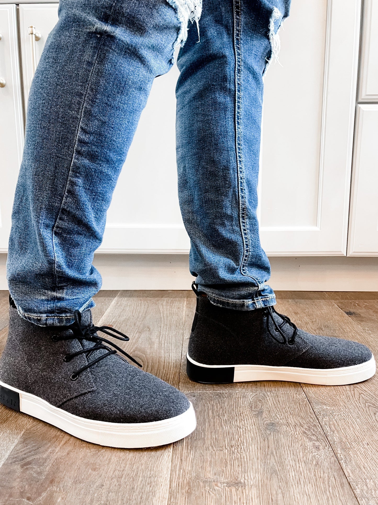 Men's Charcoal Flannel High Top Sneakers