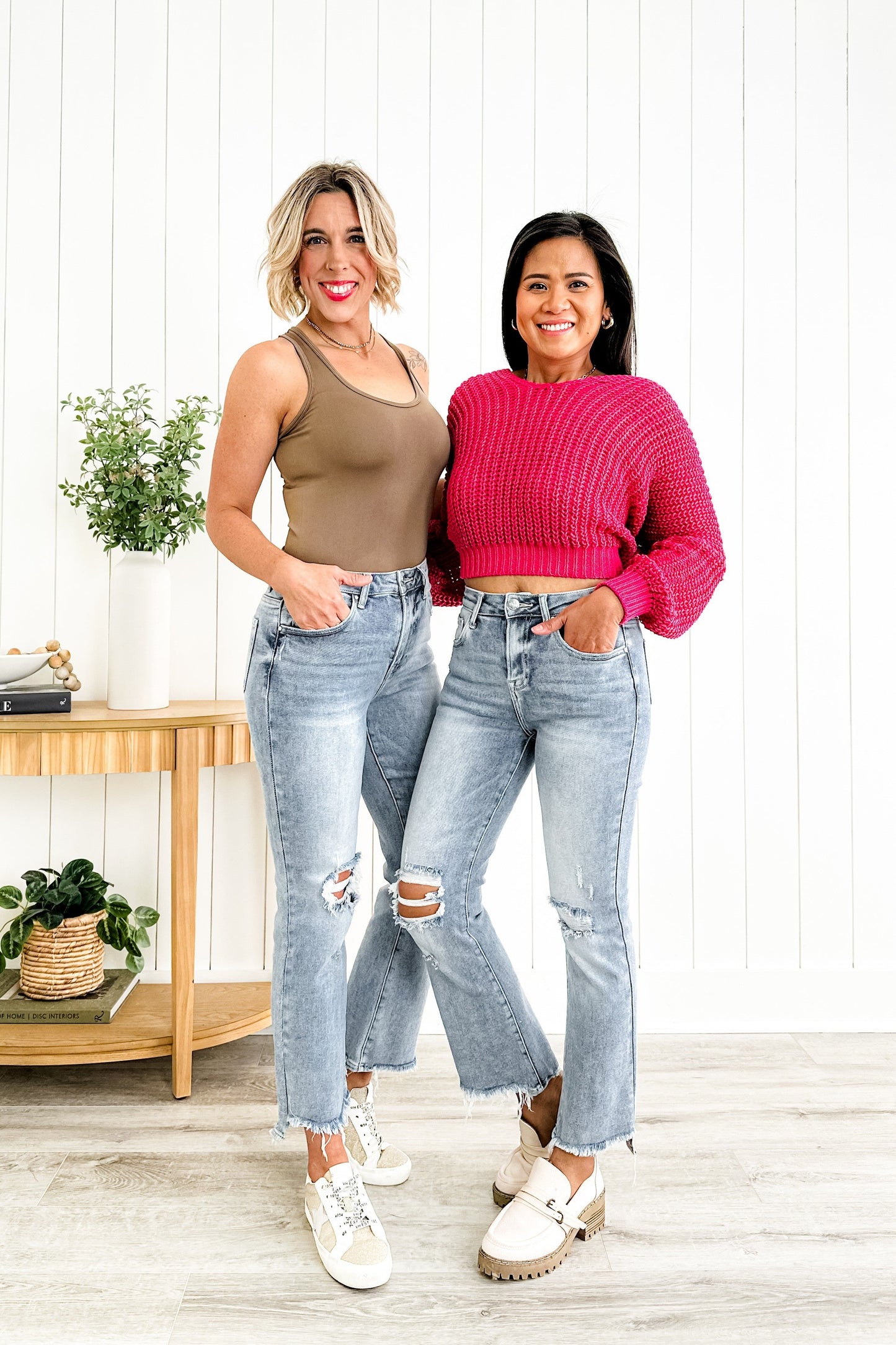 Risen Stella Babe High Rise Light Wash Cropped Distressed Flare Jeans