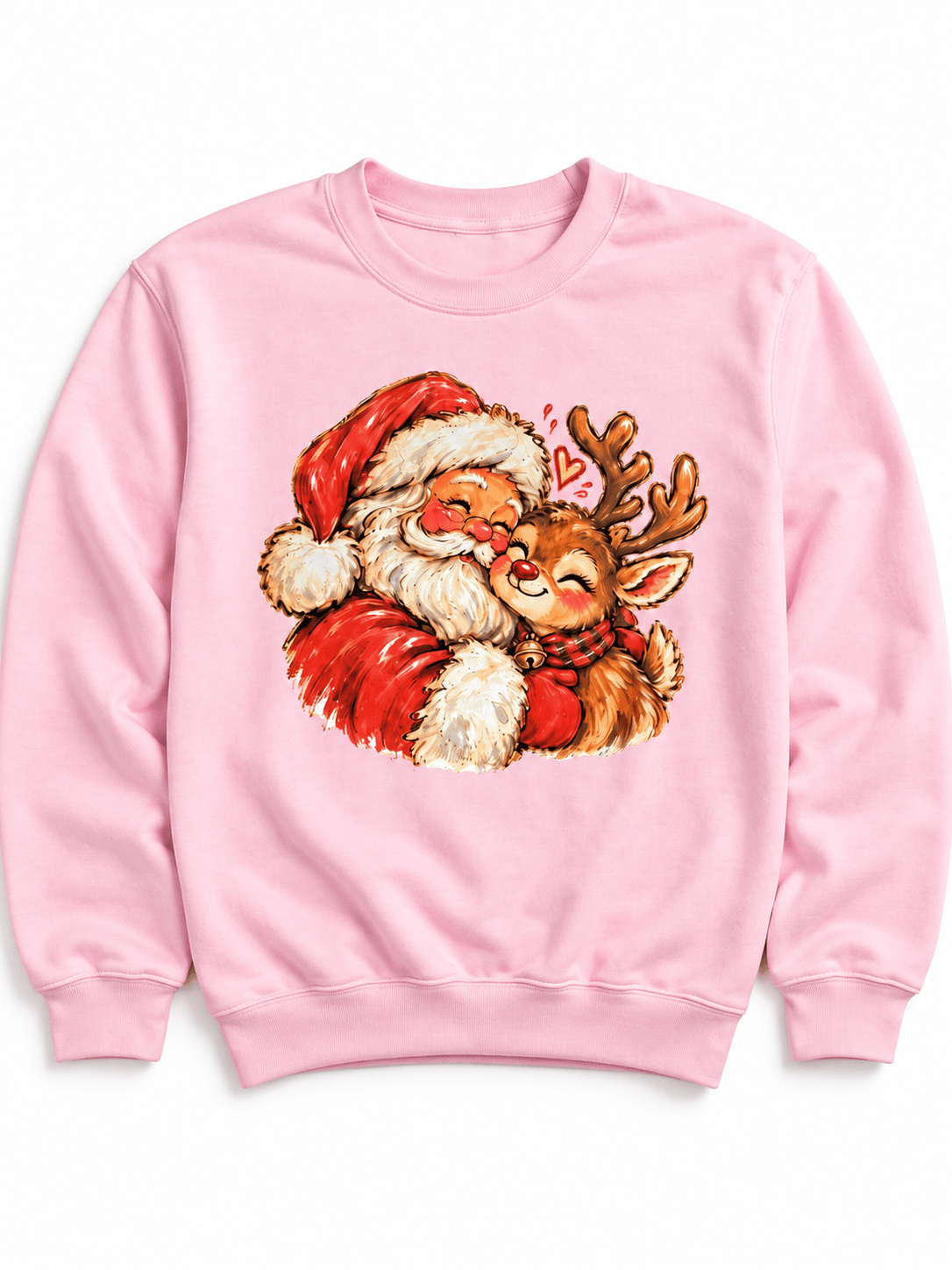 Plus/Reg Long Sleeve Santa and Rudolph Christmas Graphic Sweatshirt - Freckled Poppy