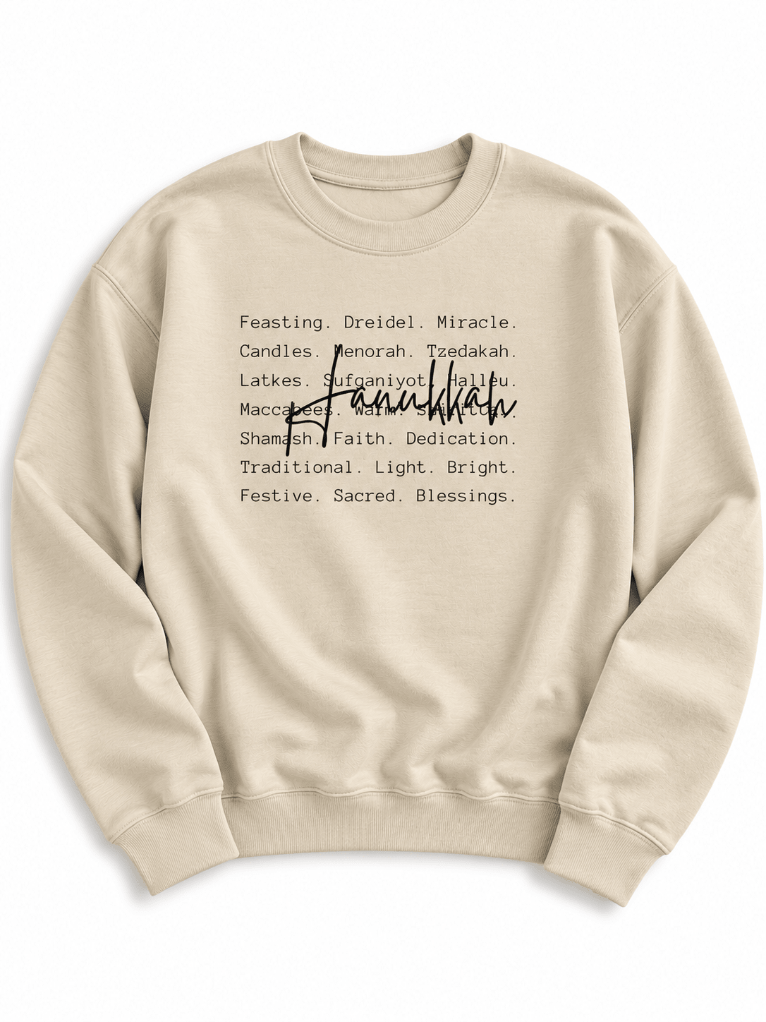 Plus/Reg Long Sleeve Words and Wishes Hanukkah Graphic Sweatshirt - Freckled Poppy
