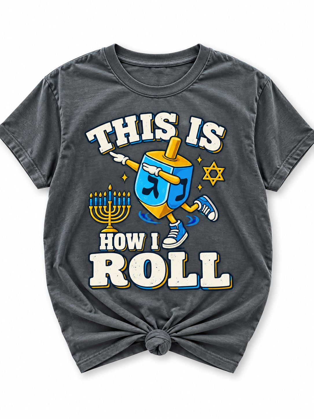 Plus/Reg Short Sleeve "This is How I Roll" Hanukkah Graphic Tee - Freckled Poppy