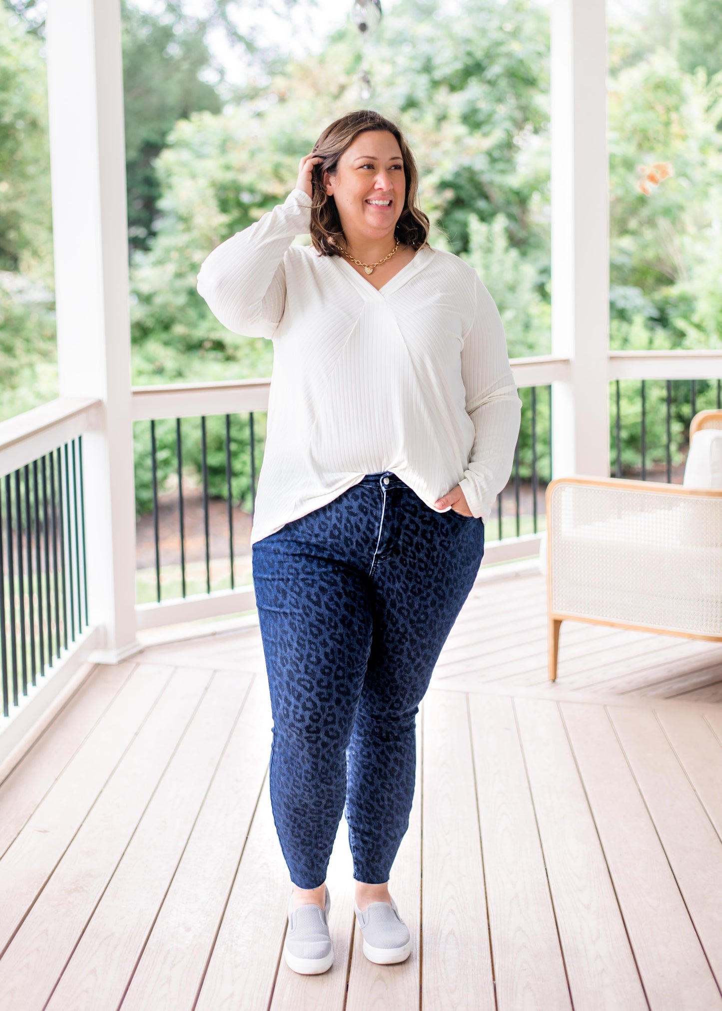 Judy Blue Denim Leopard Print Skinny Jeans