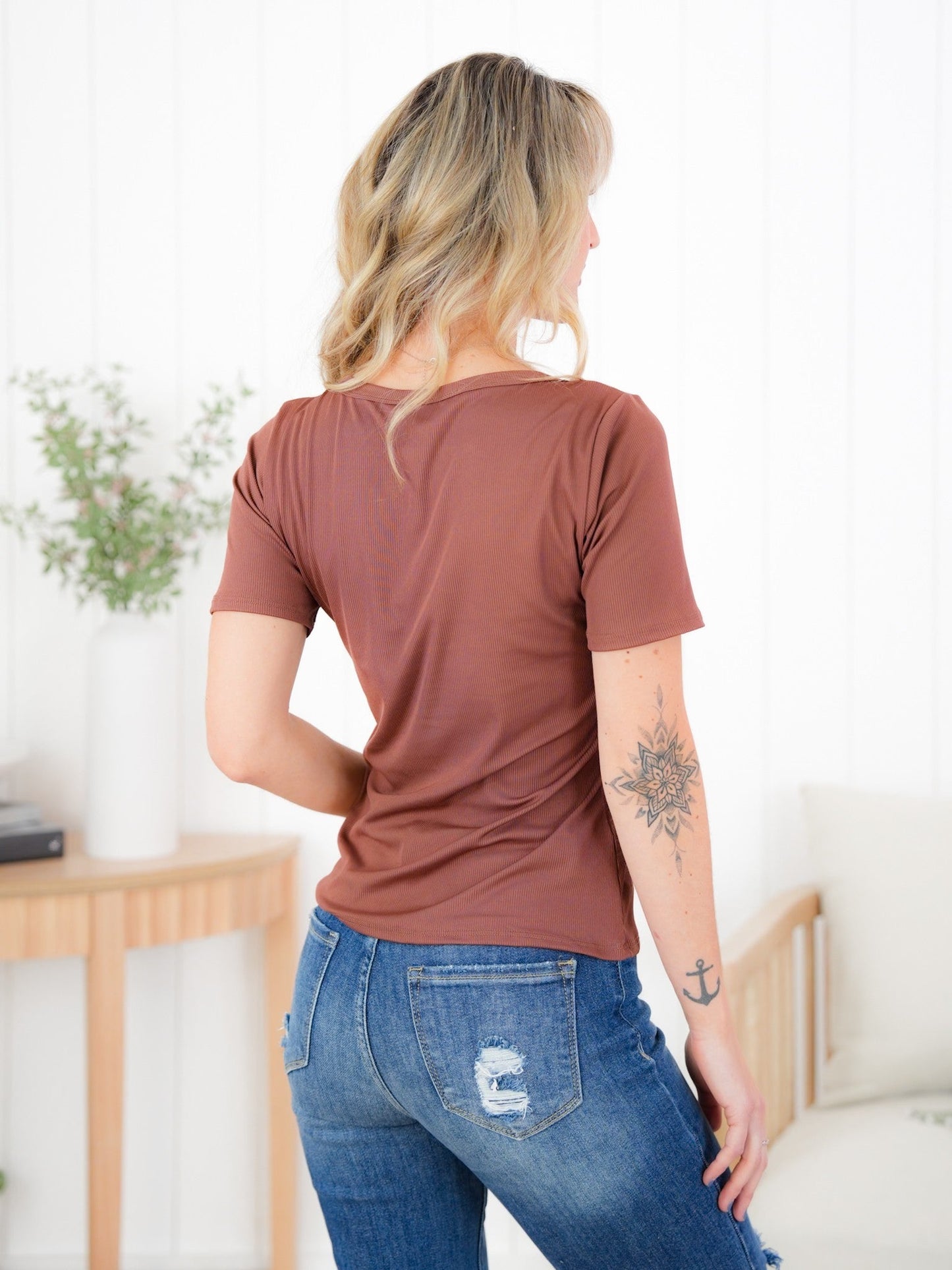 Restock! Plus/Reg Freckled Poppy Exclusive: Ribbed Essentials Tee (Multiple Colors)
