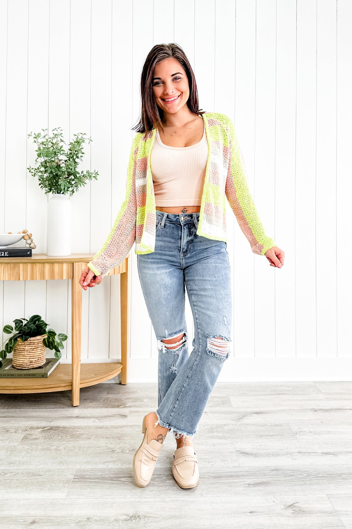 Risen Stella Babe High Rise Light Wash Cropped Distressed Flare Jeans