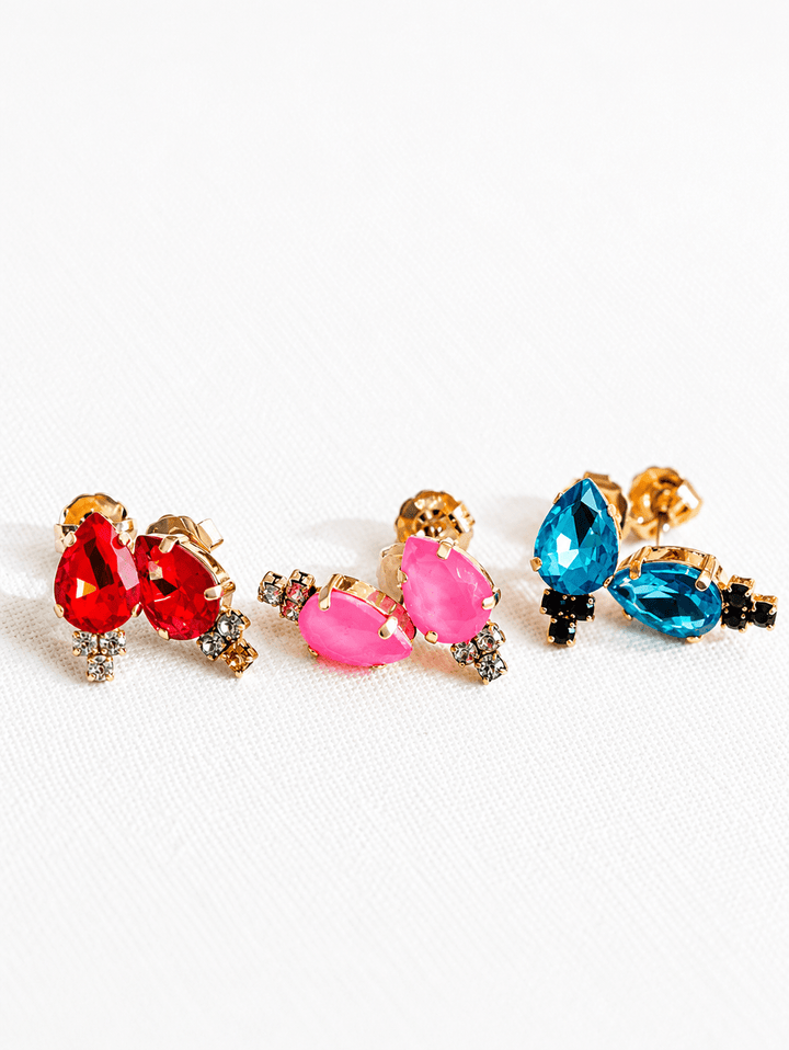 SIENNA by Tova Valerie Crystal Teardrop Studs - Freckled Poppy