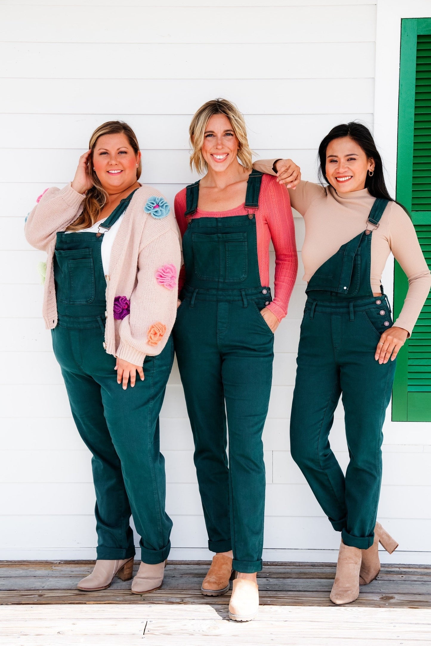 Judy Blue High Rise Teal Double Cuffed Boyfriend Overalls