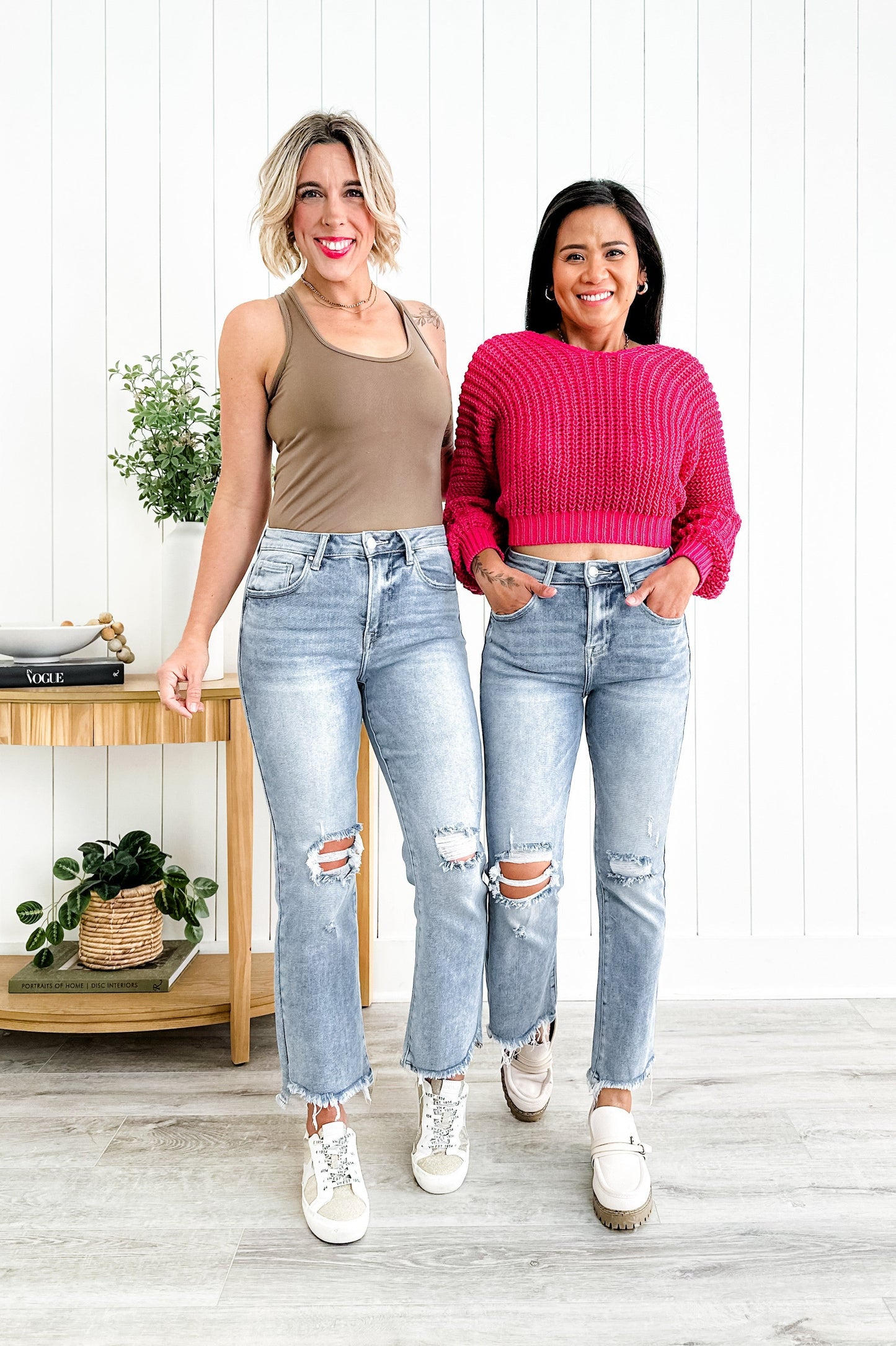 Risen Stella Babe High Rise Light Wash Cropped Distressed Flare Jeans
