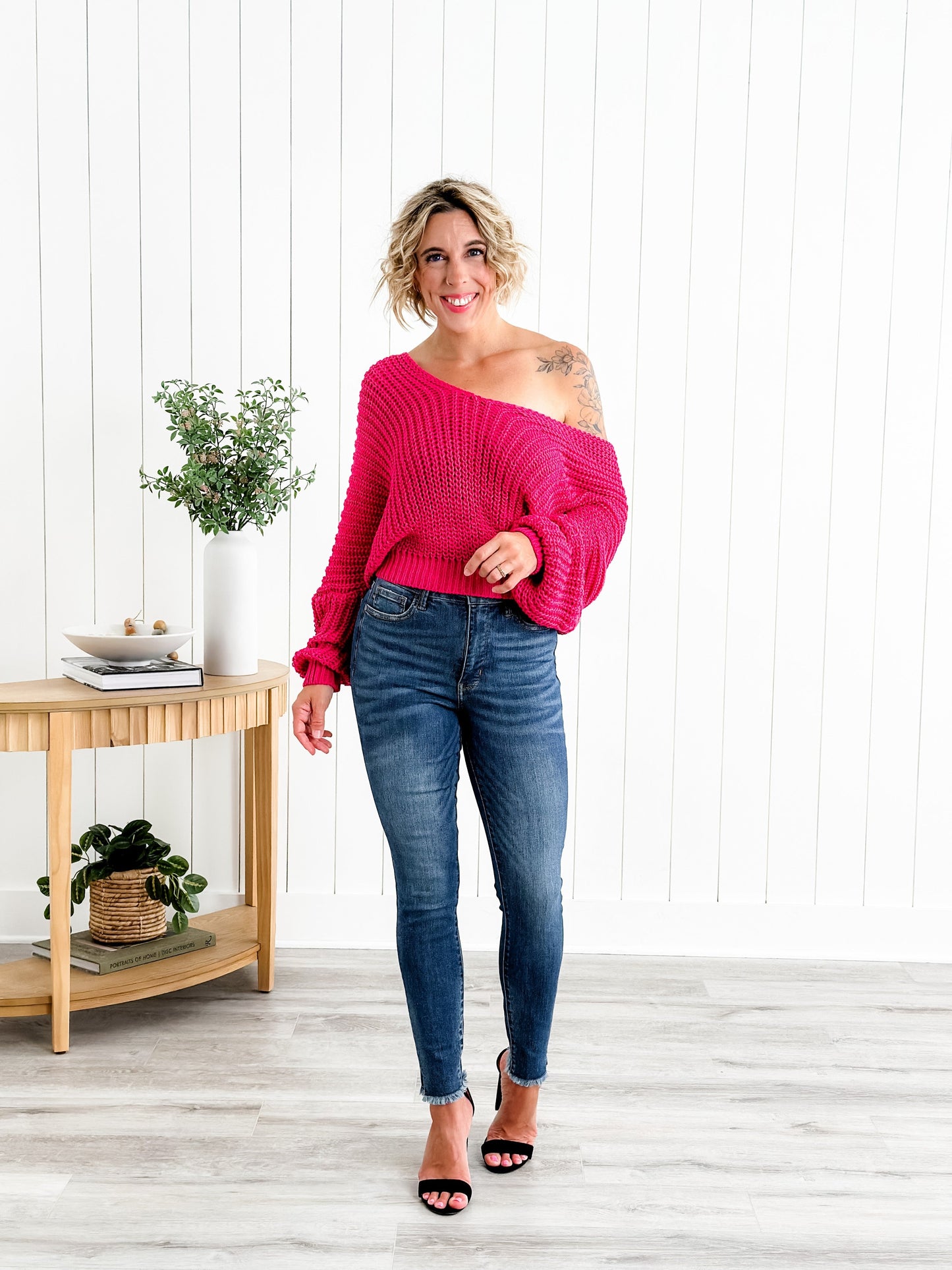 Judy Blue What Dreams are Made Of High Rise Medium Wash Tummy Control Side Slit With Frayed Hem Skinny Jeans