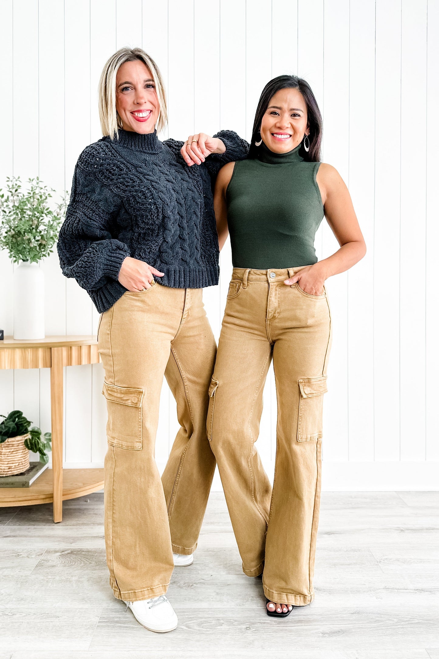 Rise Love you a Latte Mocha High Rise Wide Leg Cargo Jeans