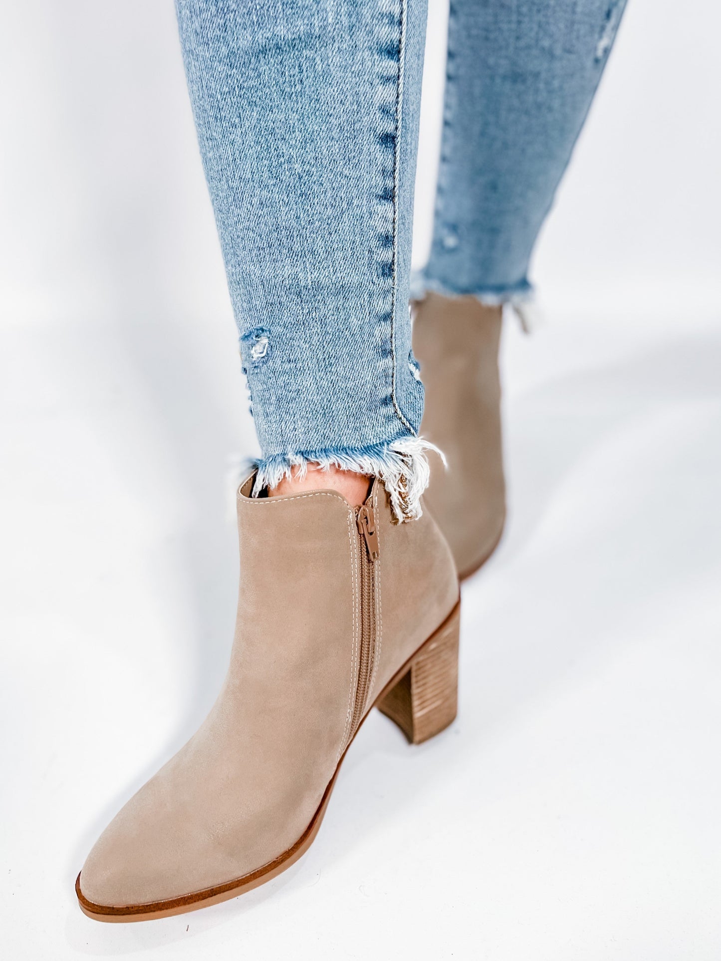 RESTOCK!! MIA Western Inspired Pointed Toe Stone Boot With Block Heel & Side Zipper