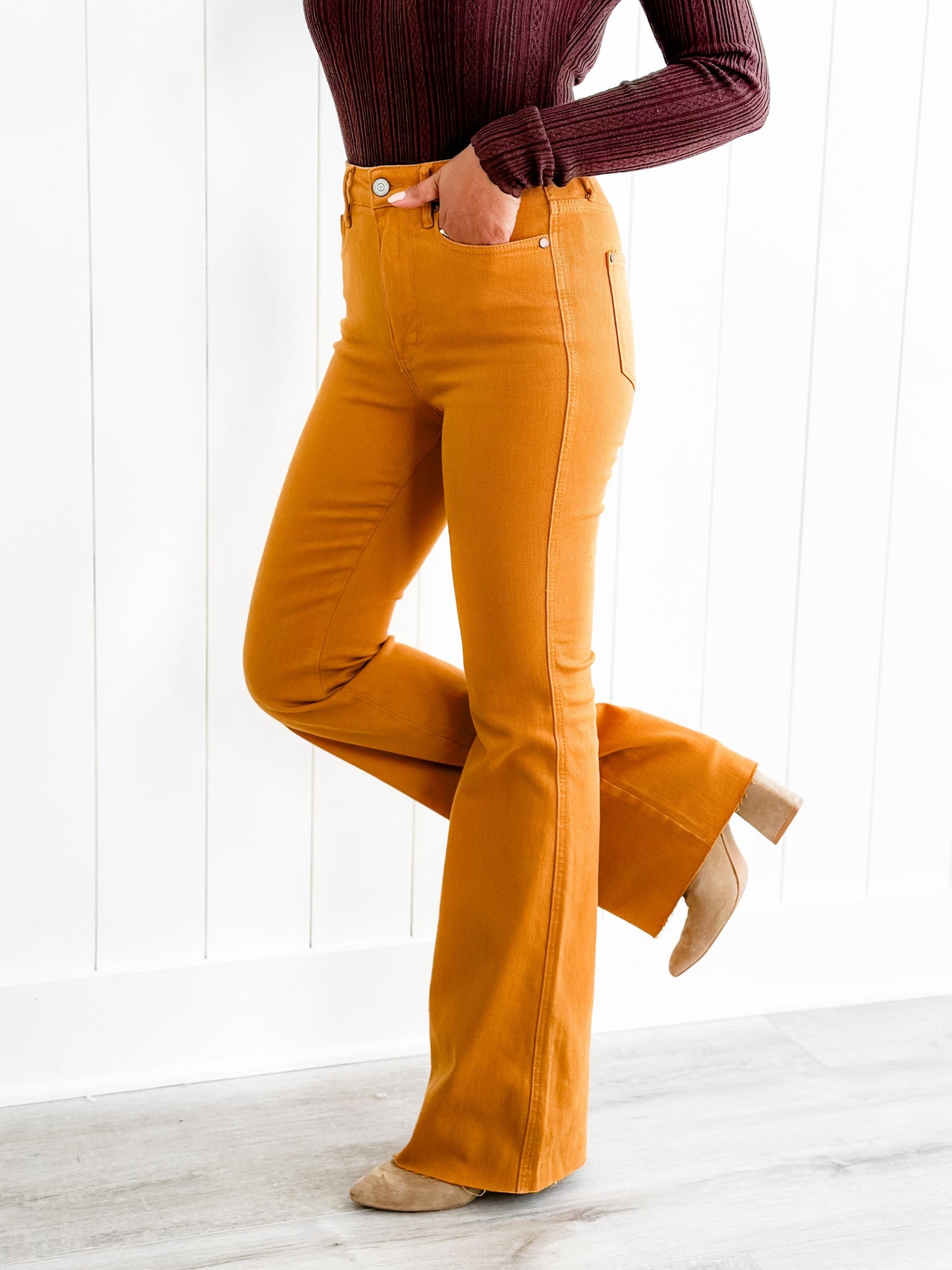 Judy Blue Goldilocks Marigold High Rise Tummy Control Flare Jeans