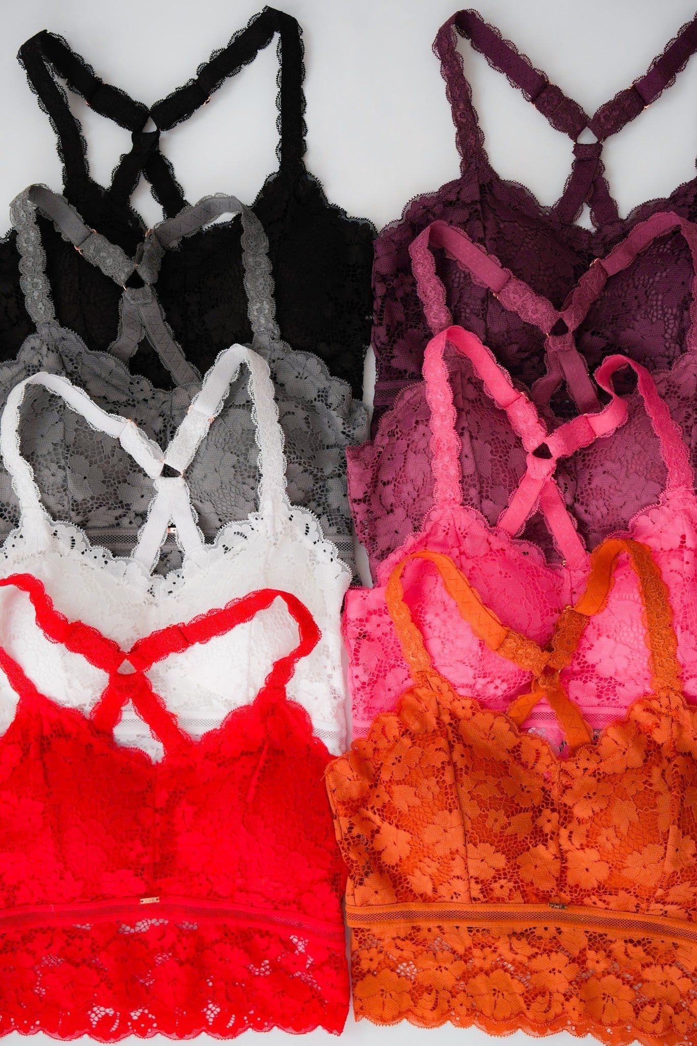 Restocks!! Plus/Reg Lace Racerback Bralette With Adjustable Straps (Multiple Colors)