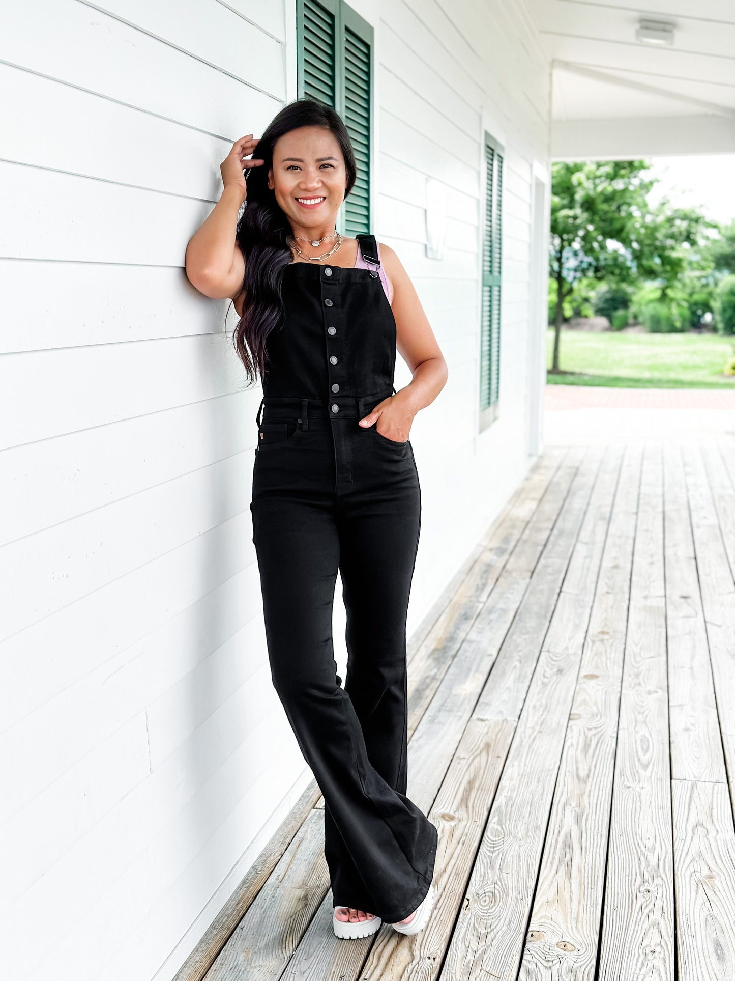 Judy Blue Black High Rise Tummy Control Top Flare Overalls