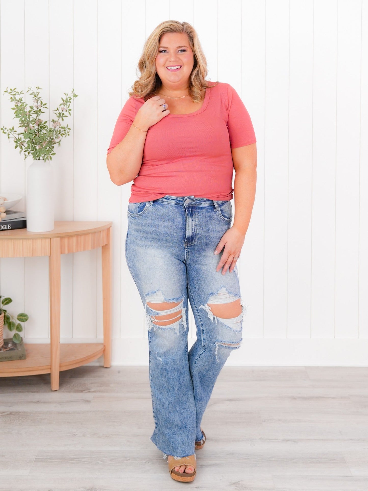Restock! Plus/Reg Freckled Poppy Exclusive: Ribbed Essentials Tee (Multiple Colors)