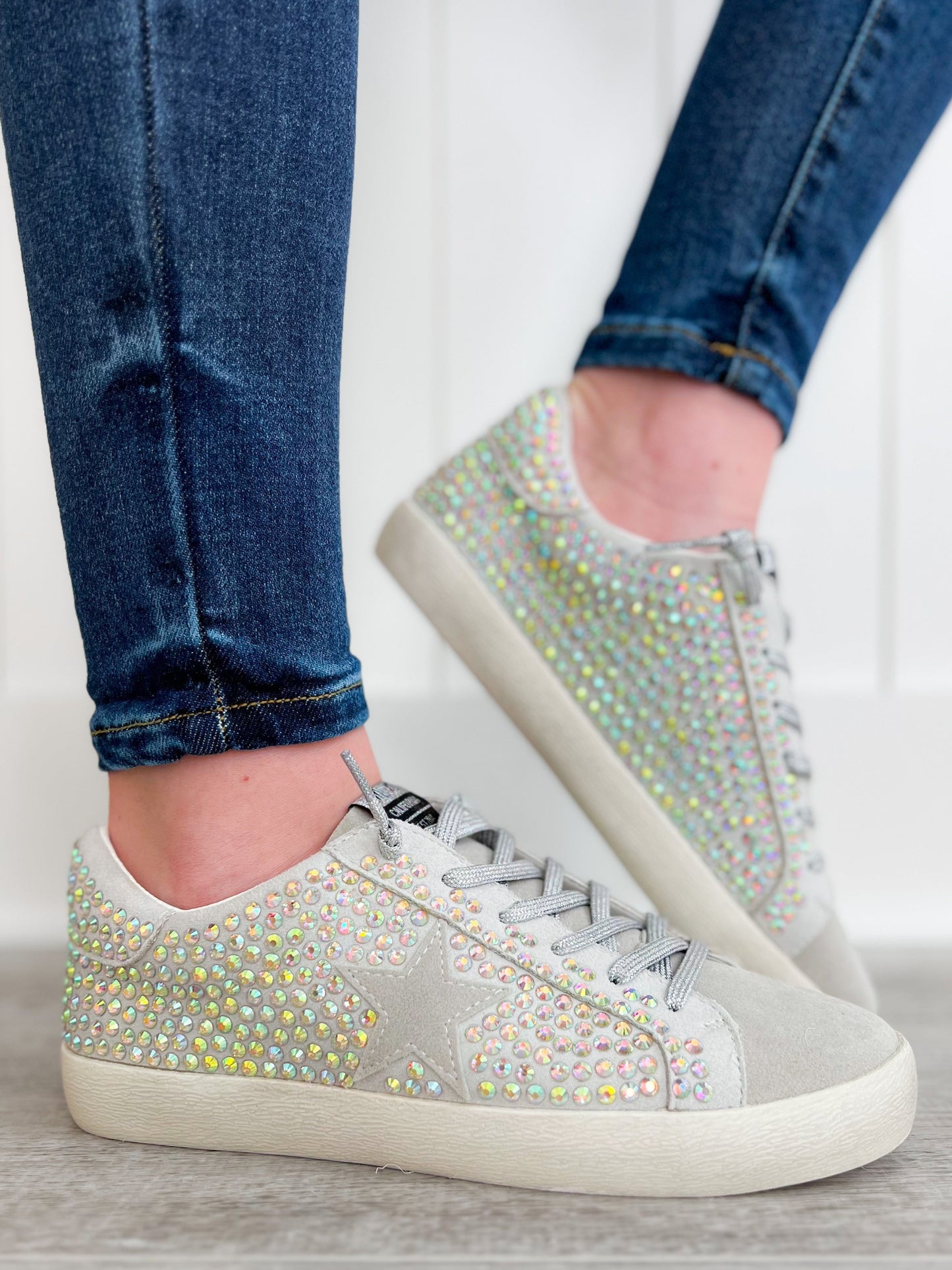 Iridescent Rhinestone Glam Sneaker