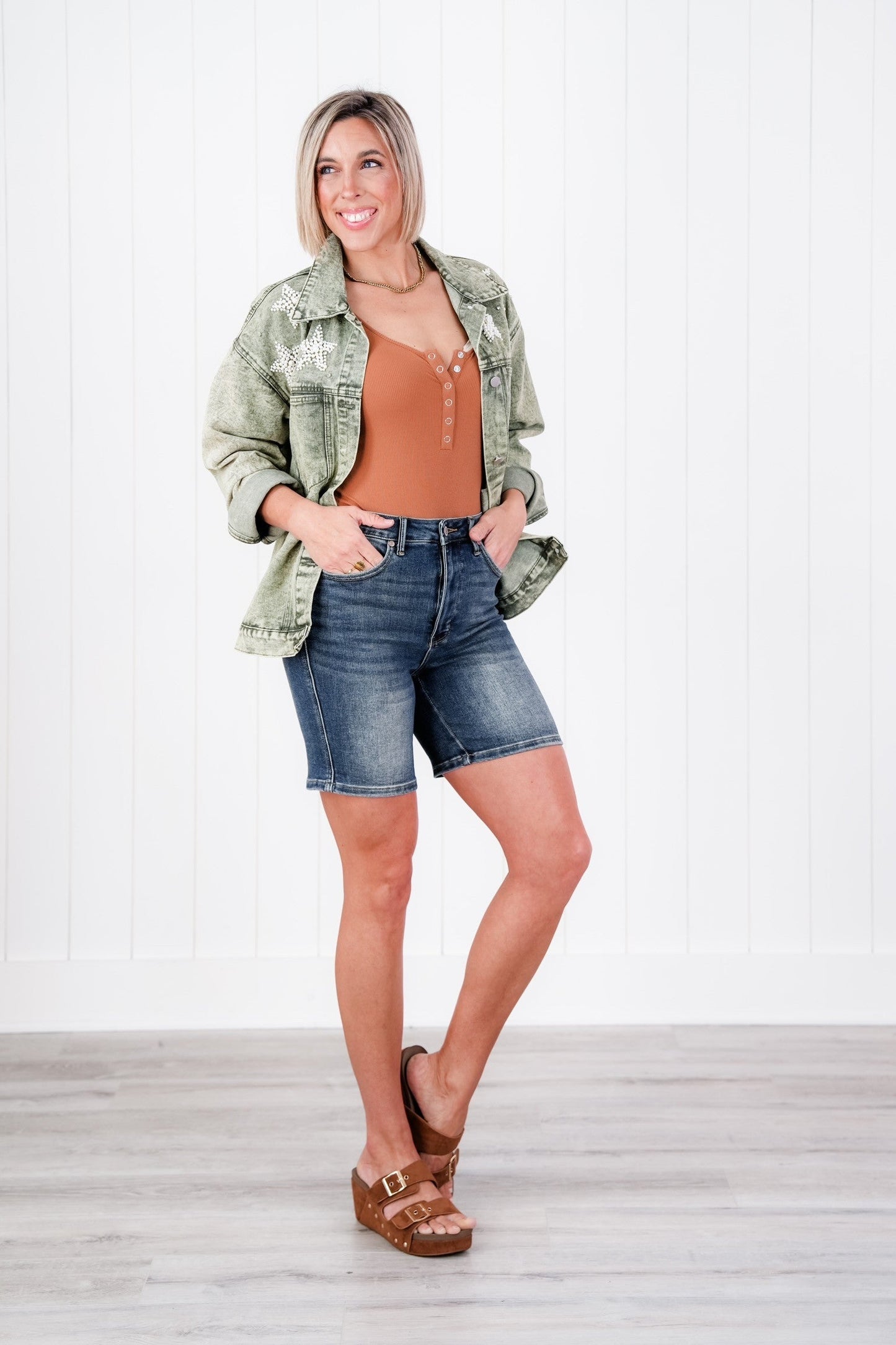 Judy Blue Under Control Dark Wash Tummy Control Vintage Cuffed Shorts