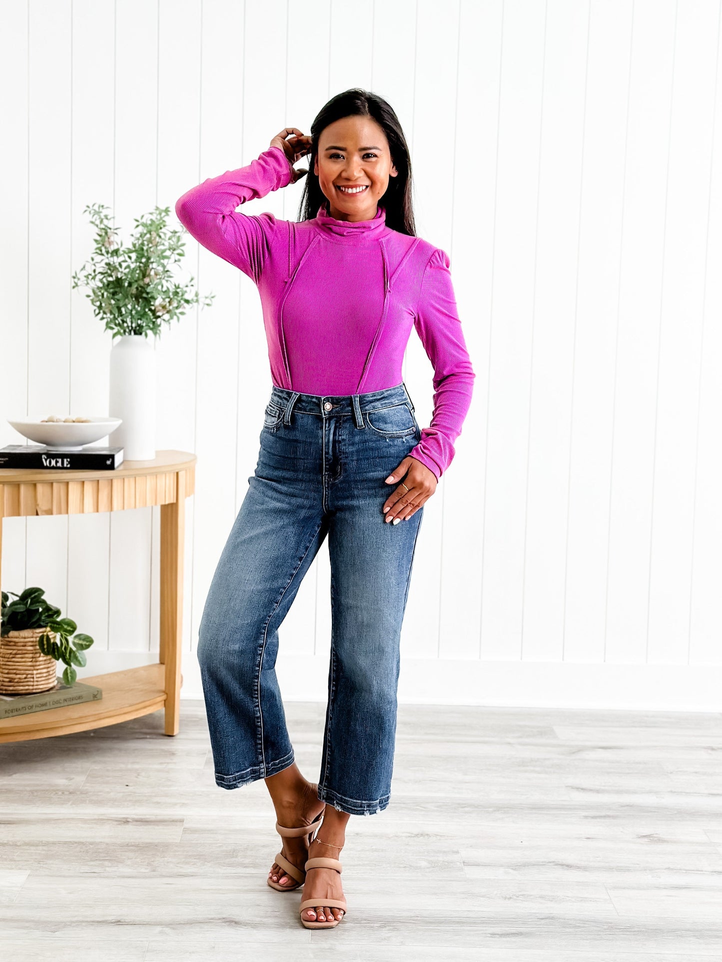 Judy Blue Look at Me Now High Rise Vintage Wash Crop Wide Leg Jeans