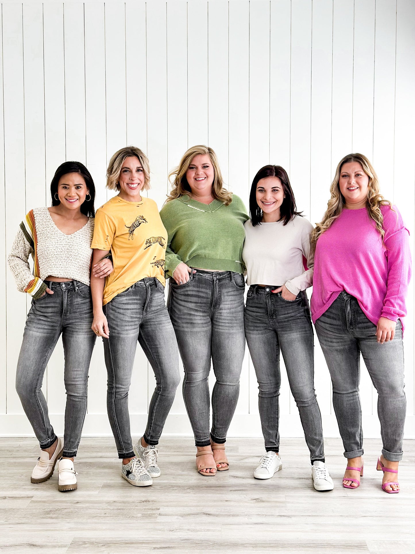 Judy Blue 50 Shades of Grey High Rise Grey Wash Tummy Control Skinny Jeans With Release Hem