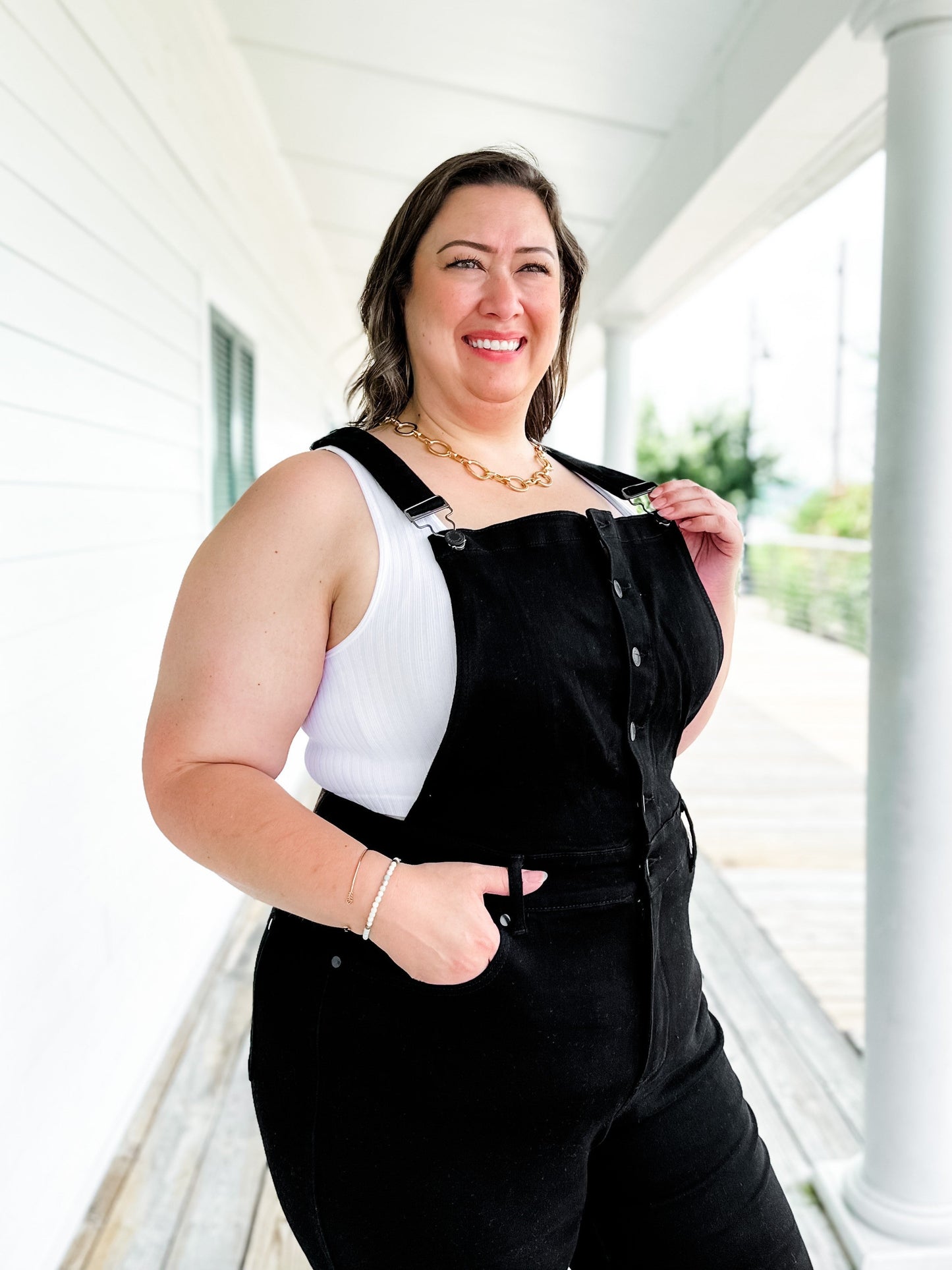 Judy Blue Black High Rise Tummy Control Top Flare Overalls
