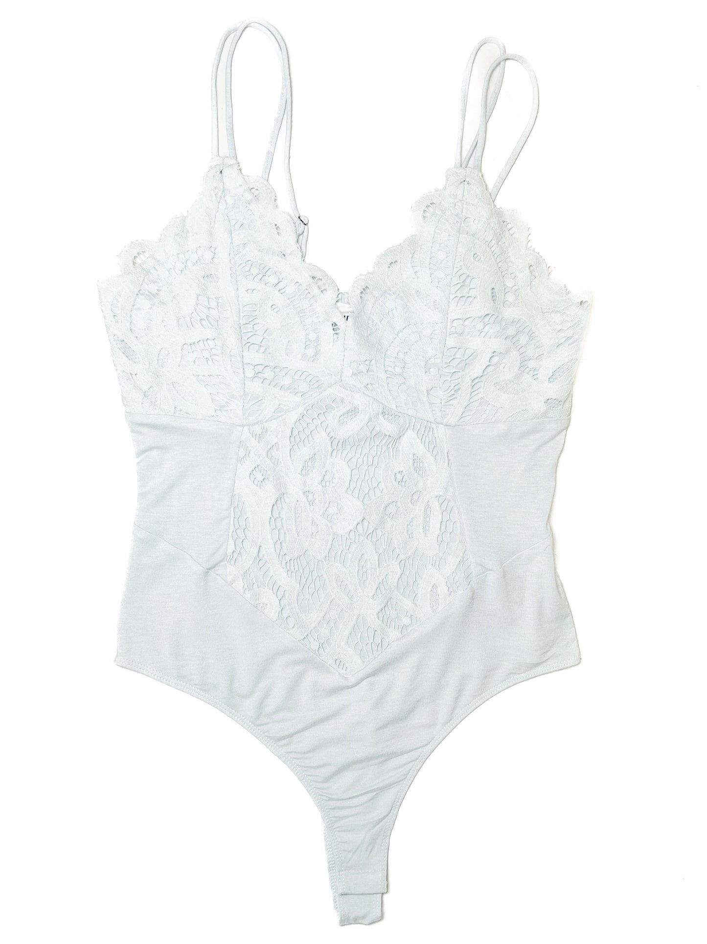 Pale Blue Scallop Lace Bodysuit
