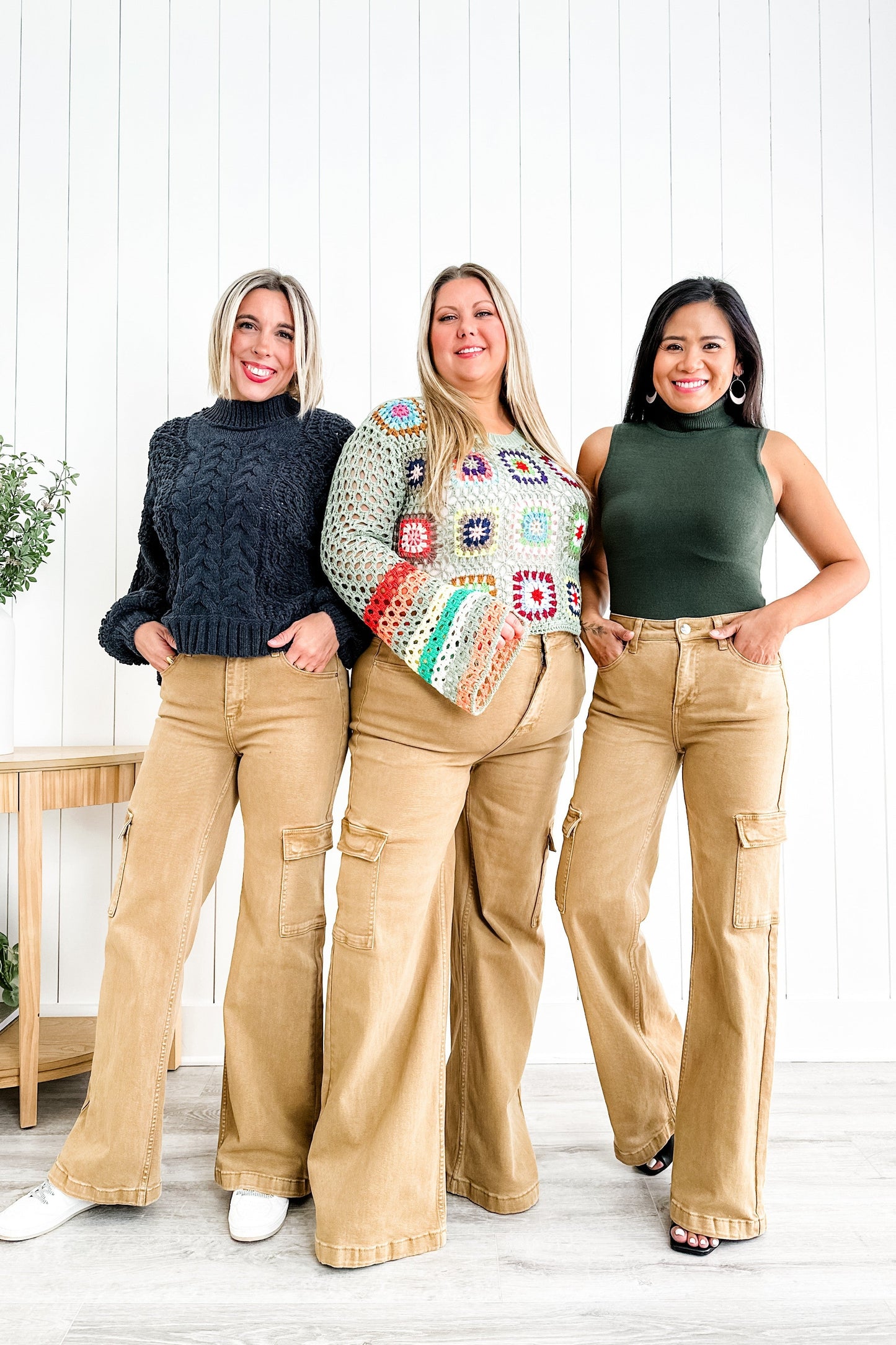 Rise Love you a Latte Mocha High Rise Wide Leg Cargo Jeans