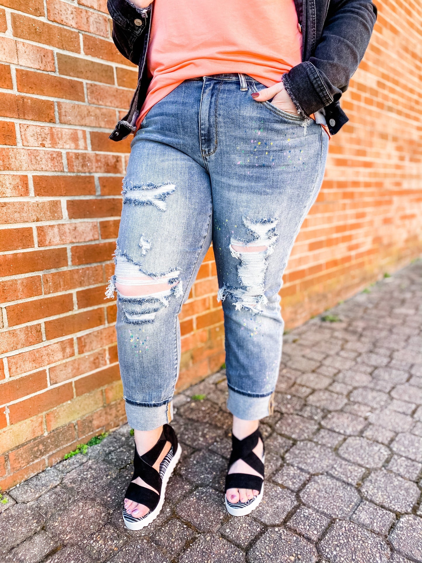 Judy Blue Lucky Charms Paint Splatter Boyfriend Jeans