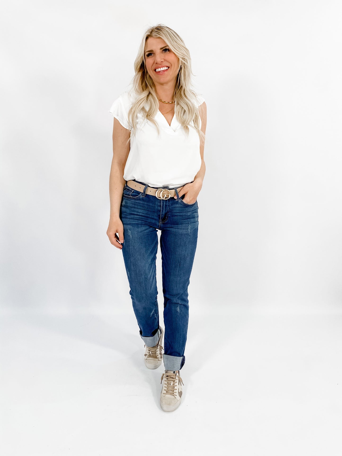 Judy Blue midrise double cuff long boyfriend